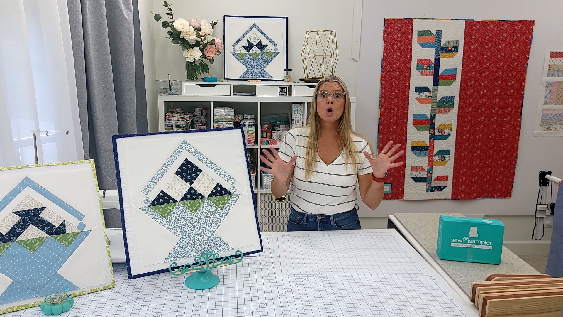 🧵 Sew with Me: Fat Quarter Shop Sew Sampler June Pieceful Basket Block! 🧵